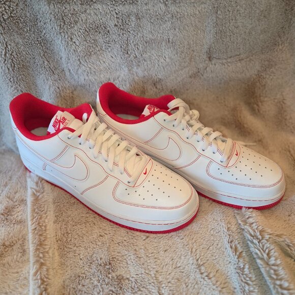 Nike Air Force 1 Low '07 White University Red (CV1724-100) - Men's sz 14 - Picture 2 of 5